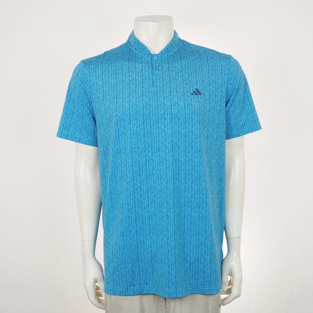 Adidas Golf Ultimate 365 Printed Blade Collar Polo Shirt Mens Large Blue Striped